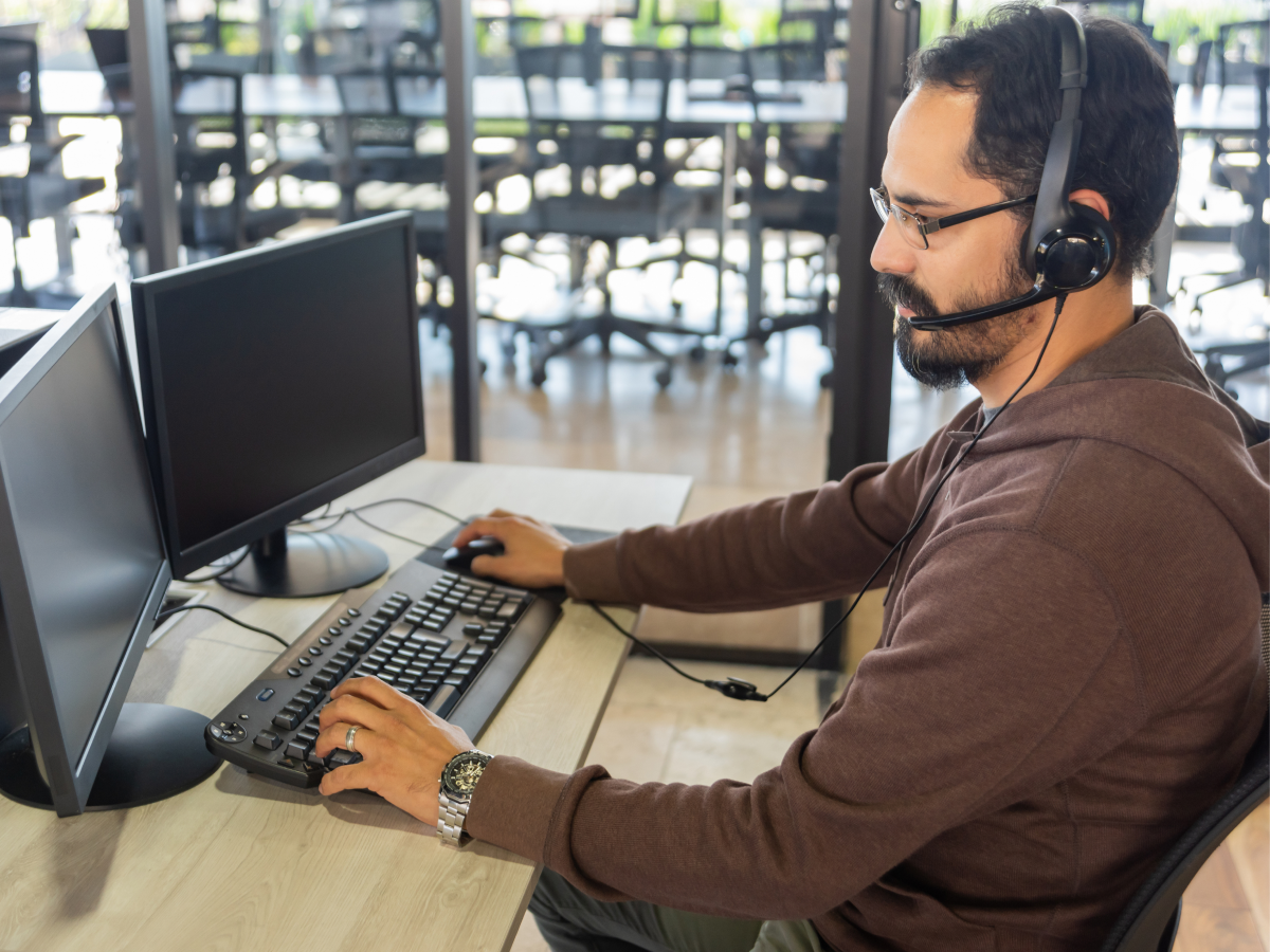 man at computer