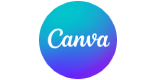 The Canva logo featuring the word 'Canva' in white script on a circular blue and purple gradient background.
